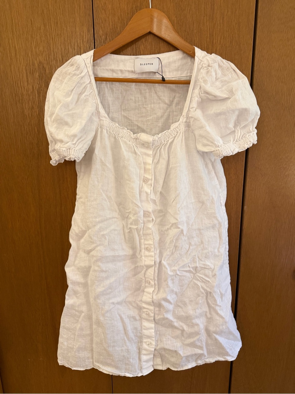 Sleeper Midi Dress Linen White Size Medium